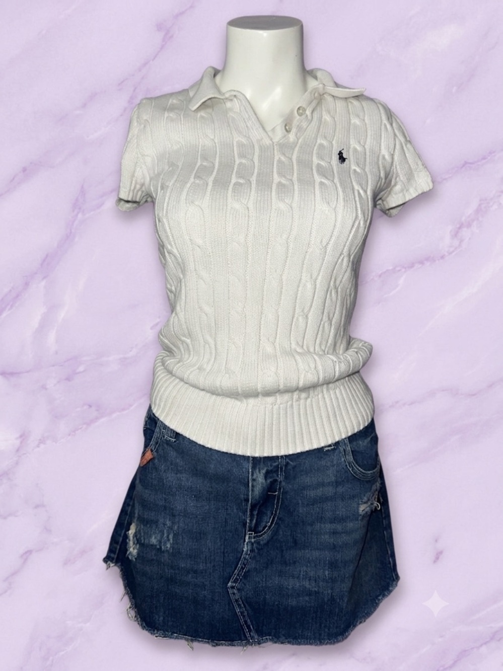 Ralph Lauren Cable Knit Polo Top like new size Medium